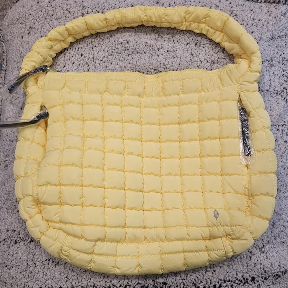 NWT Free People Yellow Quilted Hobo Bag - Sour Citrus - Picture 5 of 11